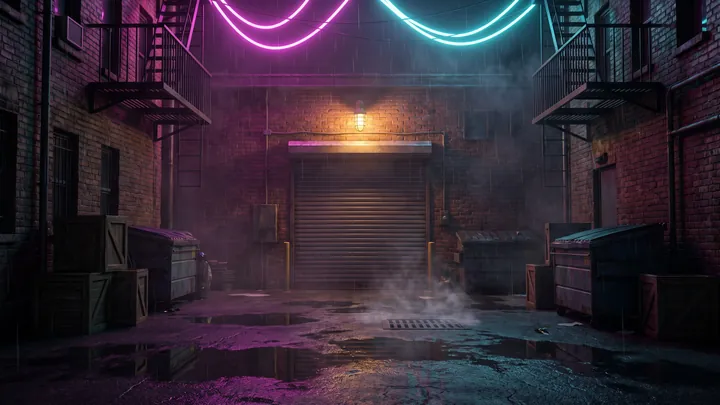 THE ALLEY: the stage plate as it appears in the game